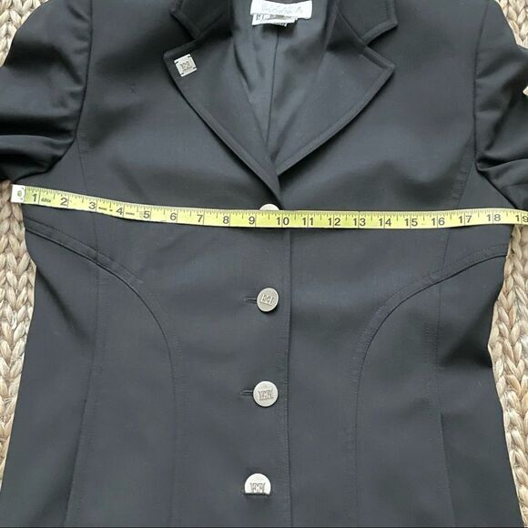 ESCADA by Margaretha Ley Long Wool Blend Suit Jacket Silver Metal Buttons sz 38 - Picture 14 of 16